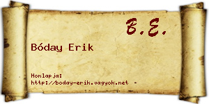 Bóday Erik névjegykártya